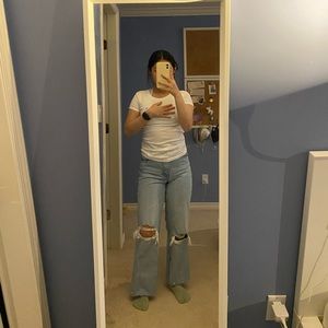 Zara wide leg jeans (ripped, light blue)